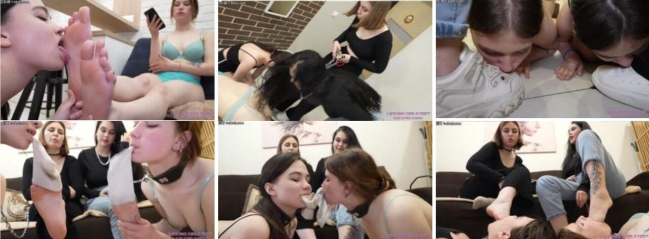 LGF レズビアン |時代遅れの女王は奴隷の少女の前で靴下を食べ、足を舐め、臭い靴の匂いを嗅ぐ