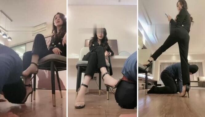Xuanxuan | Long-legged model with high heels crushes dog