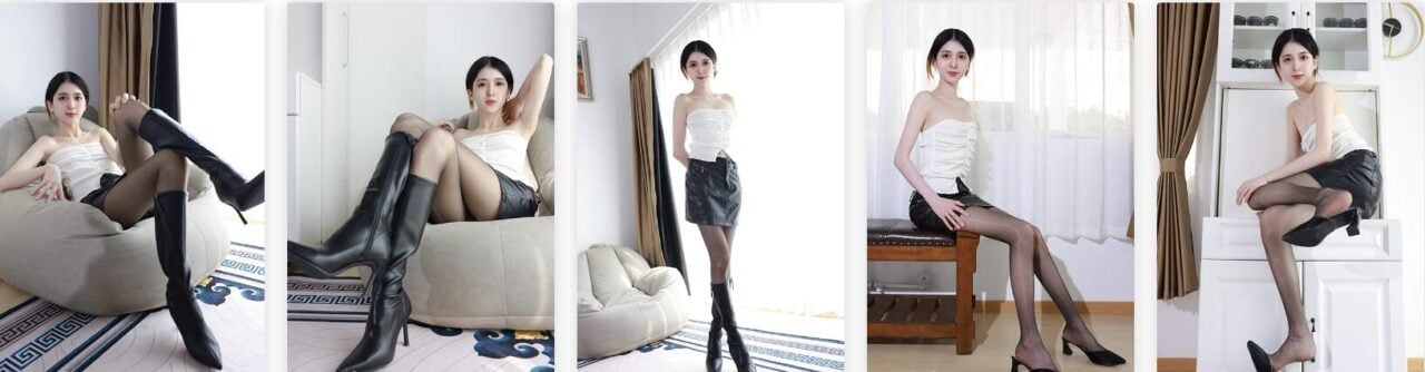SHENSHI Gentleman | SS133 Qingqing Black Silk Boots Set Image Download
