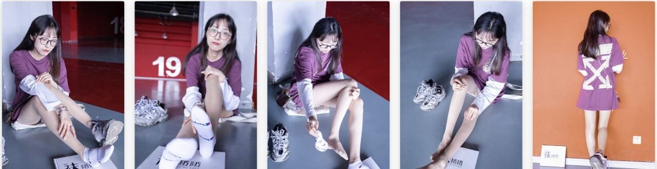 Socks Bobo | Points-limited work NO.010 Zhiyu - Balenciaga sneakers, white cotton socks, flesh-colored stockings