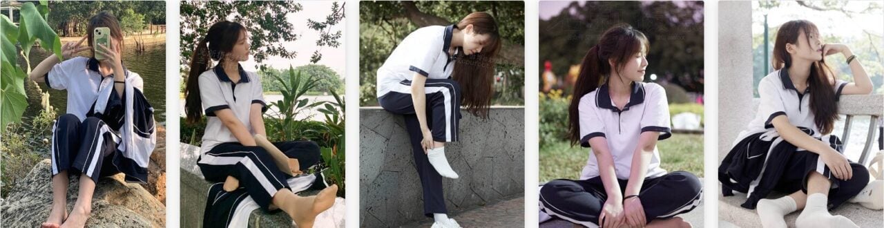 见新摄影美脚套图下载 | 抖音可爱学院风奶乖少女白袜短丝(带视频)
