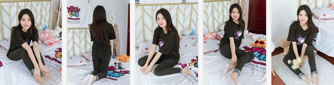 Wulian Media コットンソックスセット ビデオダウンロード | Ranran ホワイト ボートソックスとジーンズ - 水平線に沈む夕日(ビデオ付き)
