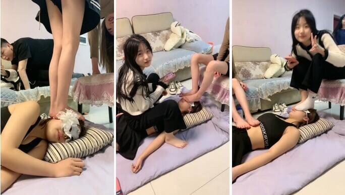 元気いっぱいの妹SダブルSは女性奴隷に犬奴隷の訓練を教える