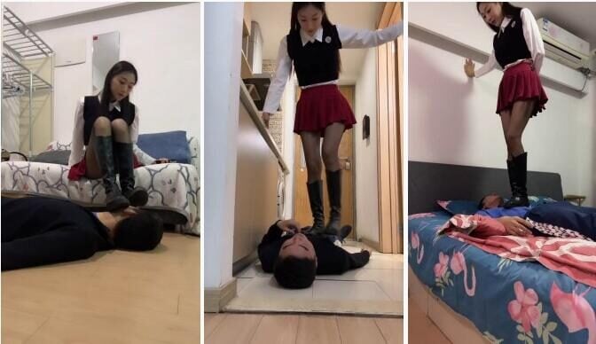 年华 | 艺校女神长靴黑丝全体重踩踏