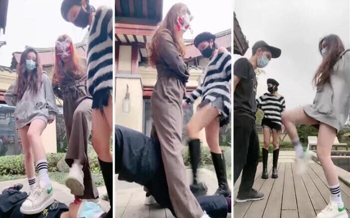 维妮 | 超精彩3女王踩踏大桶混合圣水
