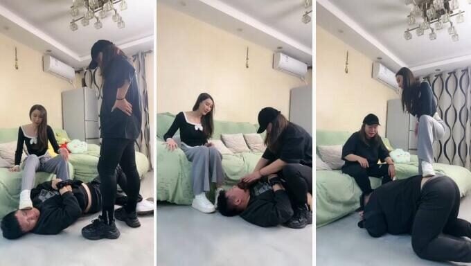 套路直播倪梵S直播调教视频回放下载 | 真实母女首调狗捆绑踩虐打闻袜 白袜运动鞋踩踏调教视频下载