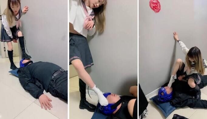 精神小妹 | 双学生S骑马遛狗踩踏提档深喉