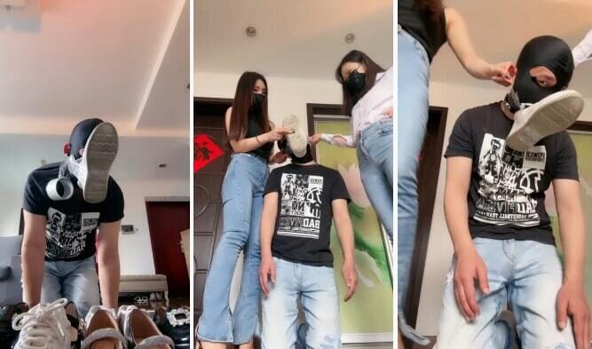苏州十三姨 | 双S惩罚偷鞋狗胶带固定闻鞋子
