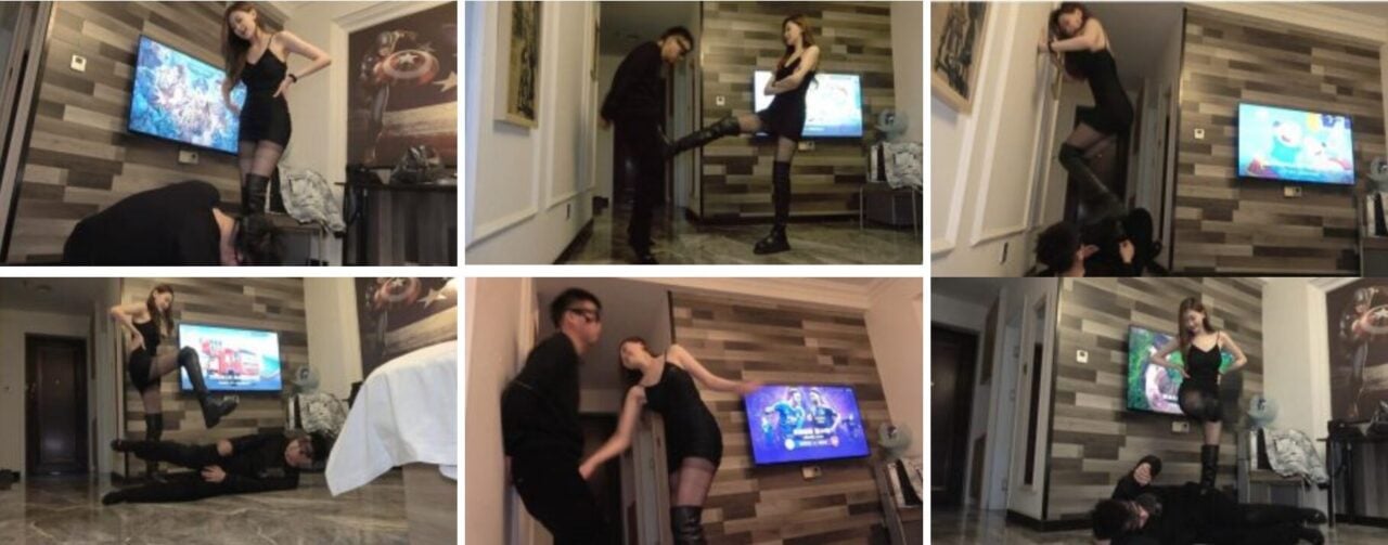Irene S175 Queen Black Silk Boots Training Video Download | The Limit of Violent Crotch Abuse