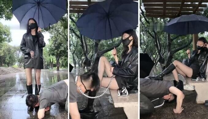 万一 | 雨天户外骑马爬行舔脏鞋底