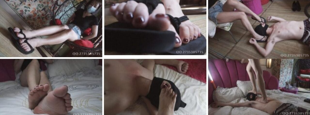 Wenwens foot fetish training video download | Original dirty flip-flops trampling