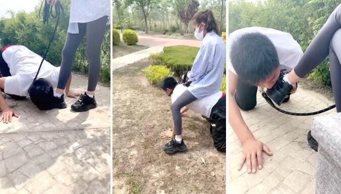 尤黎 | 户外瑜伽裤白袜s调狗路人小姐姐突然加入