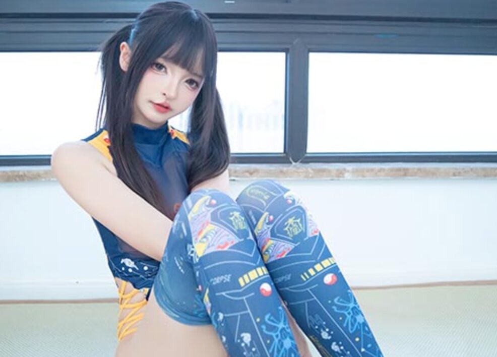 神楽板真冬 | 咒术人偶蓝色大腿丝袜Cosplay