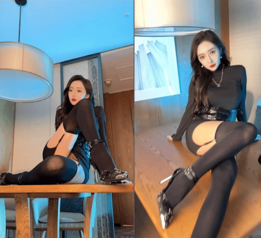 王馨瑶Yanni | 黑色紧身吊带袜尖头高跟鞋星战Cosplay