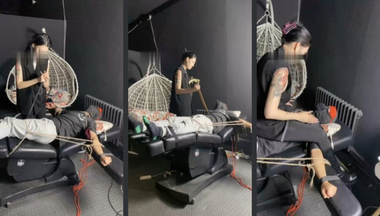 冰诺 | 捆绑刑椅丝袜塞嘴虐打