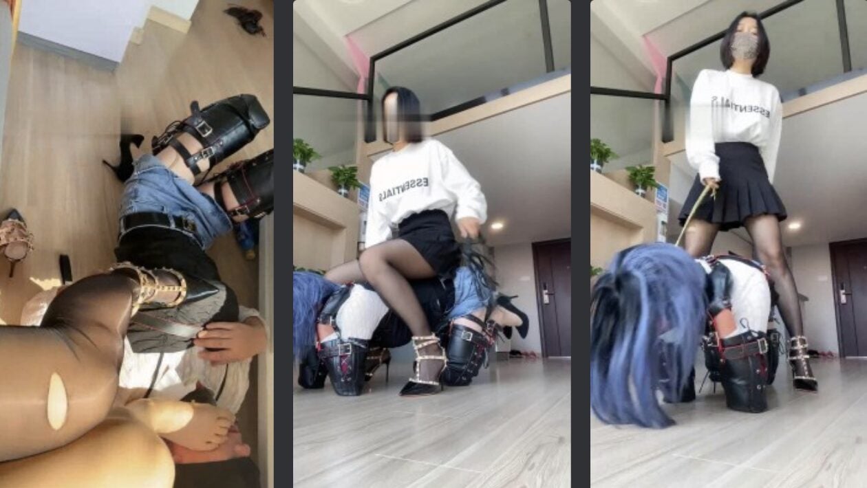 朱砂痣 | 黑丝女王调教变装奴-视频截图
