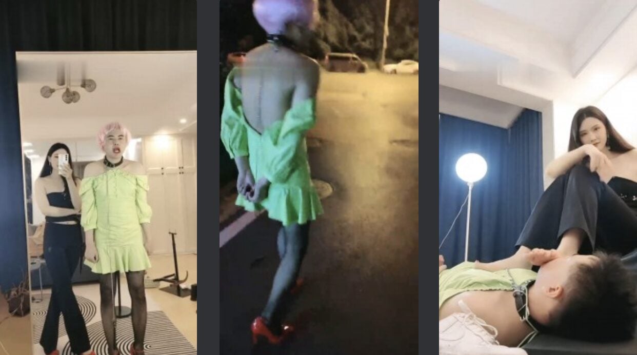 松紫 | 户外露出镜前羞辱变装奴