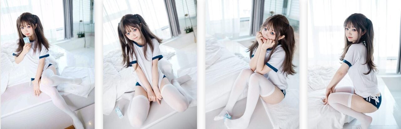 神沢永莉 | 半双马尾体操服大腿袜Cosplay-视频截图