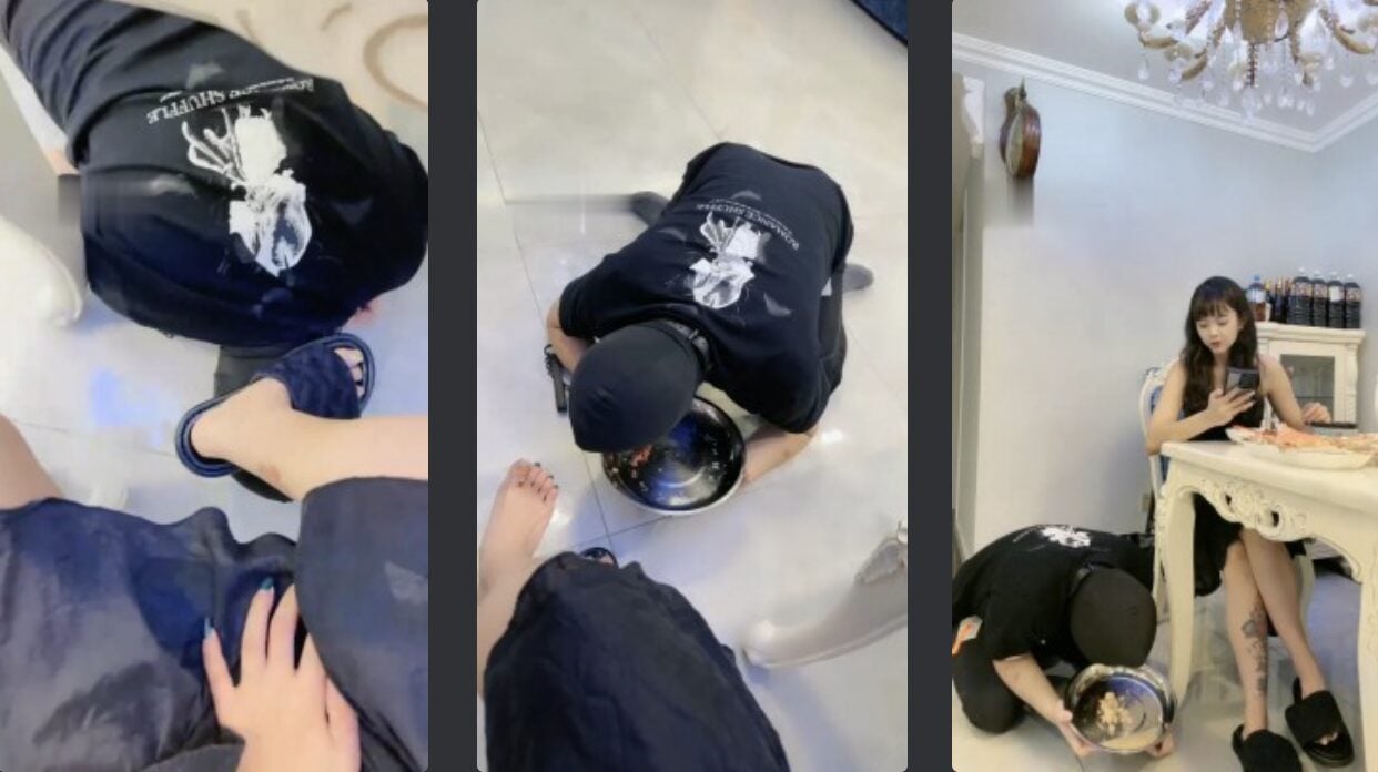 初见 | 圈养家奴伺候主人吃饭/被棍棒暴躁