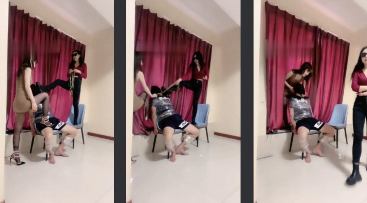 初见 | 模特双S保鲜膜捆绑杀 双视角版