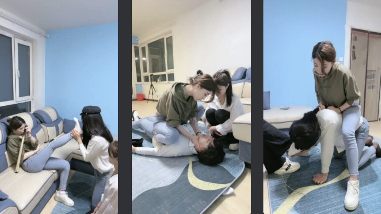领主老大 | 情侣奴奴下奴舔闻小白鞋白袜-视频截图