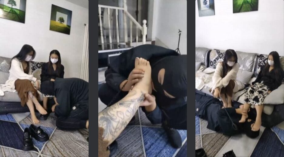 尤尤子 | 双S精神小妹皮鞋裸足踩脚垫