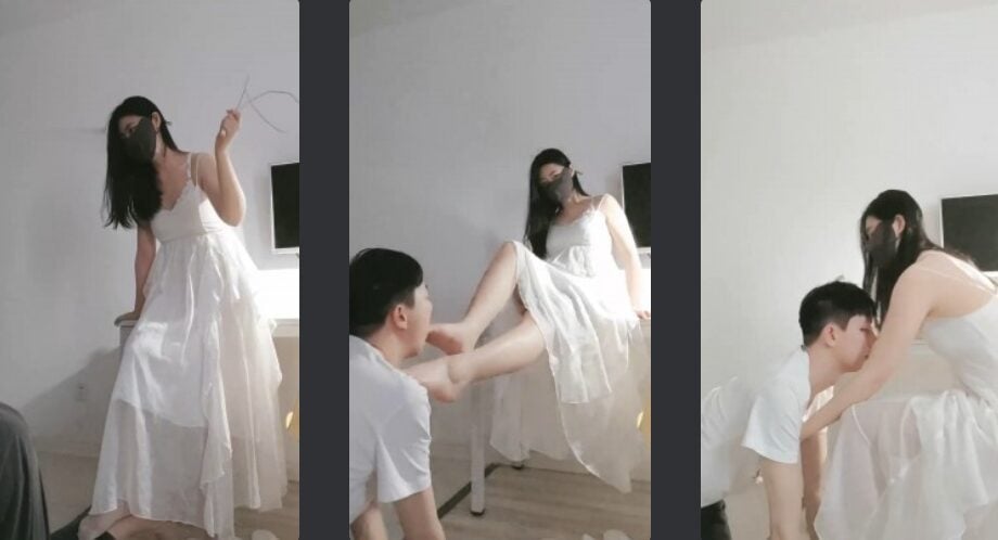 铃鹿 | 白丝脚闻舔/掐乳耳光/数据线鞭打