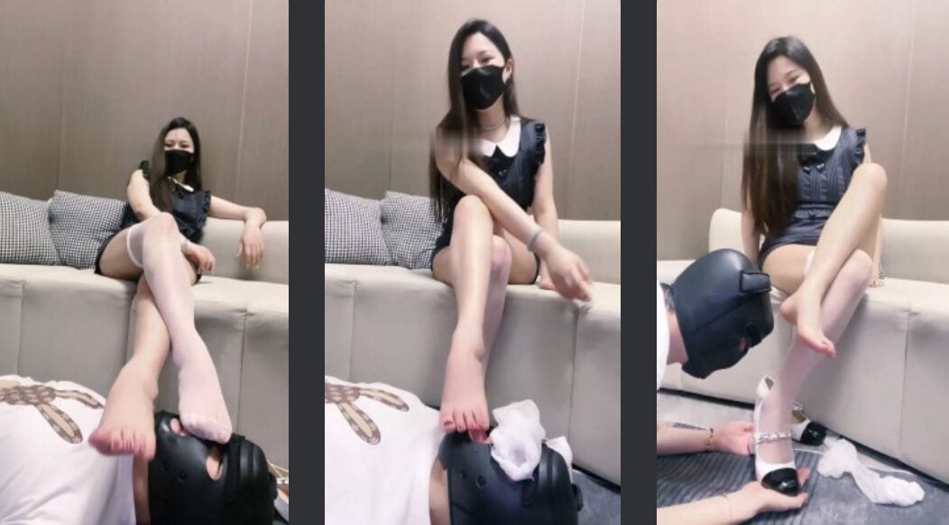 Qiqi Lady | Super tempting white silk legs foot fetish smell licking