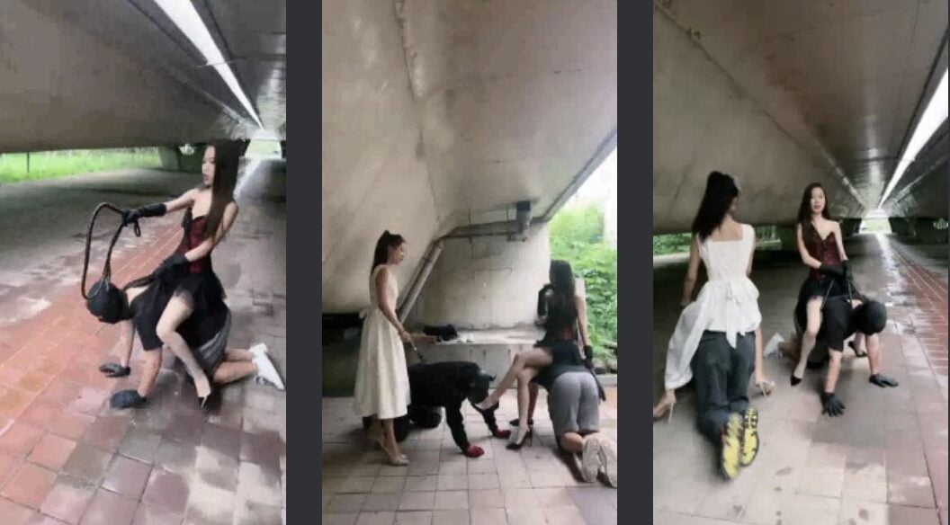双胞胎木木 | 姐妹花S桥下训调双奴之骑马/踩踏/耳光-视频截图