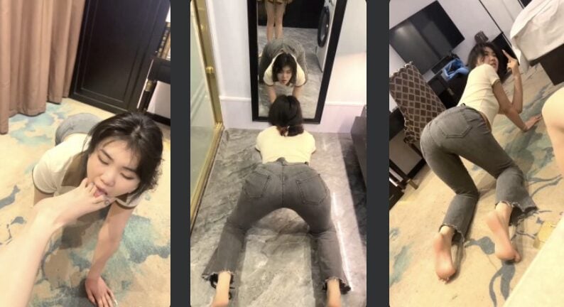 The orange is not ripe | Licking dirty white shoes and smelling the original white socks / humiliation in front of the mirror