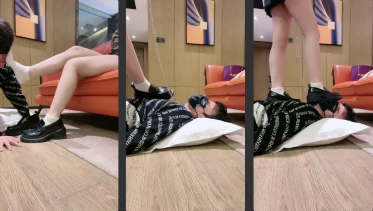 河野由奈｜ロリータSレザーシューズと白ソックスをフルウェイトで踏みつけ、足の皮を食べ、オリジナルの白ソックスの匂いを嗅ぐ