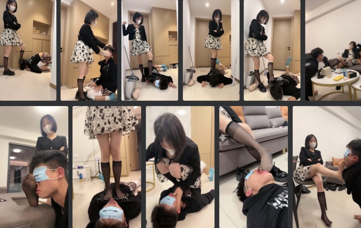 桃酥 | 求调学弟被虐之踩踏/拖鞋耳光/闻舔裸足黑丝脚-视频截图
