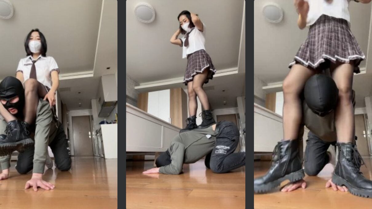 朱砂痣S | JK小姐姐短靴黑丝踩/骑马喂口水/虐乳舔脚趾