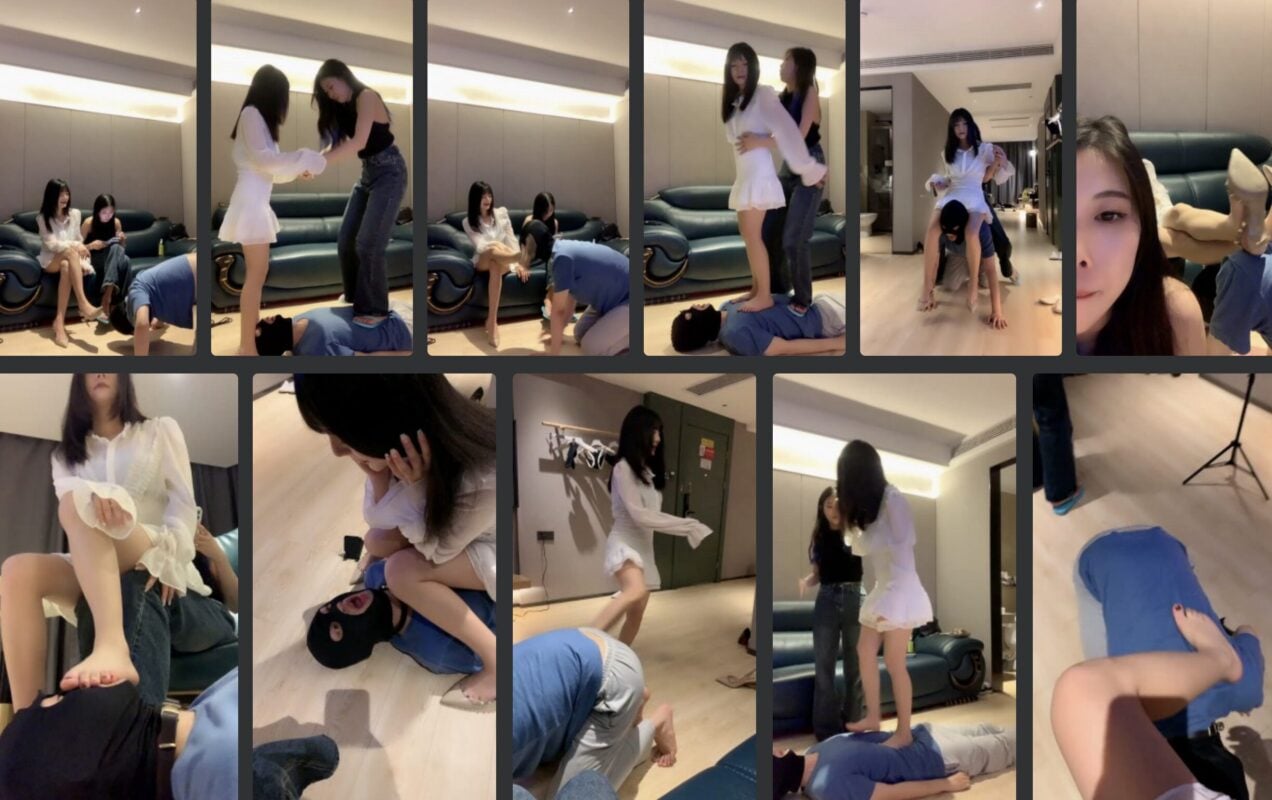 宝爷 | 带素人闺蜜玩狗子/骑马全体重踩踏/钻胯喂口水-视频截图