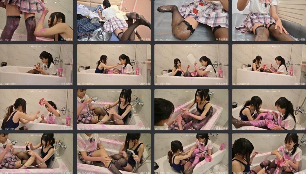 风霜的筱酱 | jk和死库水小姐姐在浴缸里玩胶水-视频截图