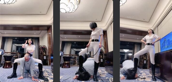 简一 | 马术女教练调教之骑马爬行/鞭打/钻胯/闻舔臭脚丫