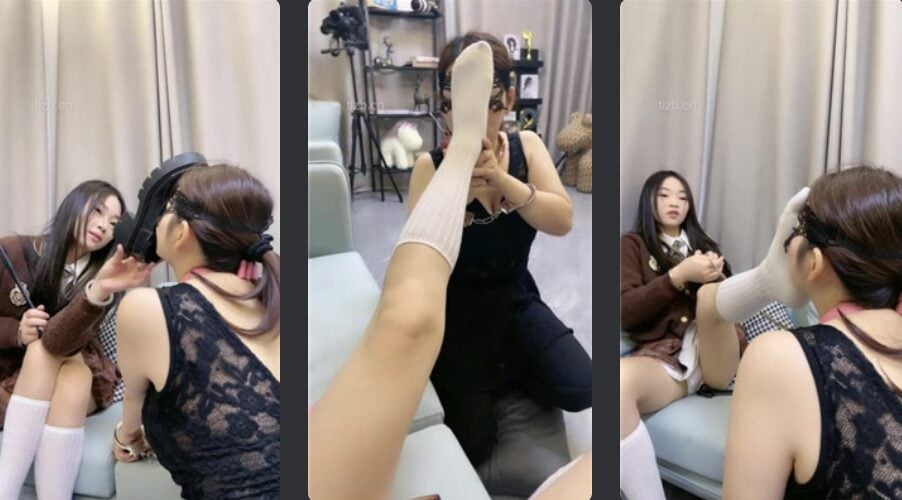 cc.s | 女奴调教之狗链遛狗/白袜皮鞋辱/戴手铐/闻棉袜