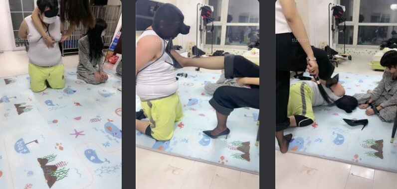 Henxinren | Couple slave training: tied up and forced to lick shoes/high heels trampled