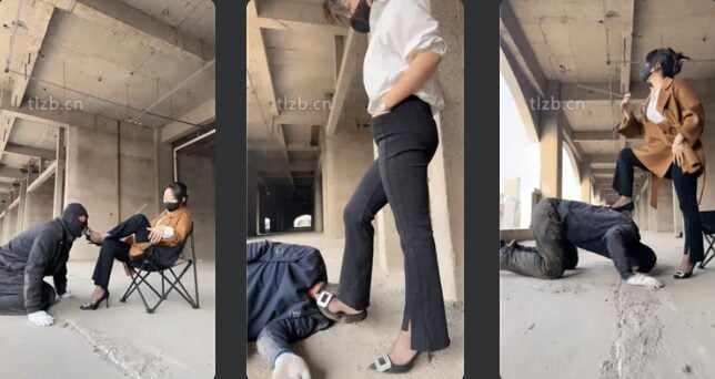 辣姐 | 户外荒地遛狗调教之藤条抽/舔泥巴脏鞋底/骑马