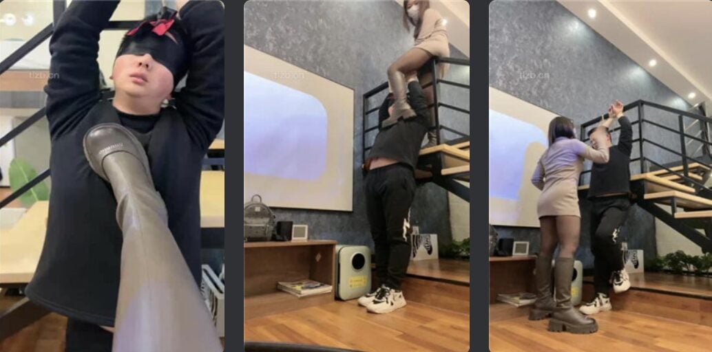 Xiyan | Long boots S training, tied up and beaten by domestic slaves