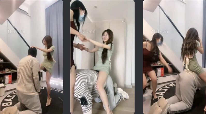 智恩 | 双女S高跟旗袍调教之骑马鞭打/双人踩踏/耳光sp