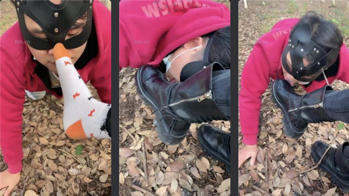 爱丽丝S | 户外遛狗调教之舔长靴/鞭打/闻棉袜