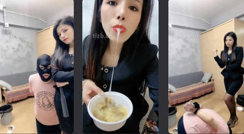 安琪 | 反绑贱奴调教之鞭打耳光/强制喂食/丝袜塞嘴/碾压踩