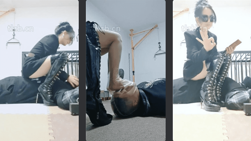 Smelly girl | Stinky feet covering face and suffocating - long boots temptation