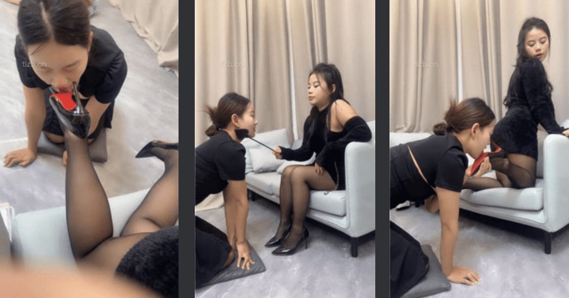 Yaoyao | Female animal training: black silk and high heels induce bestie to be a slave