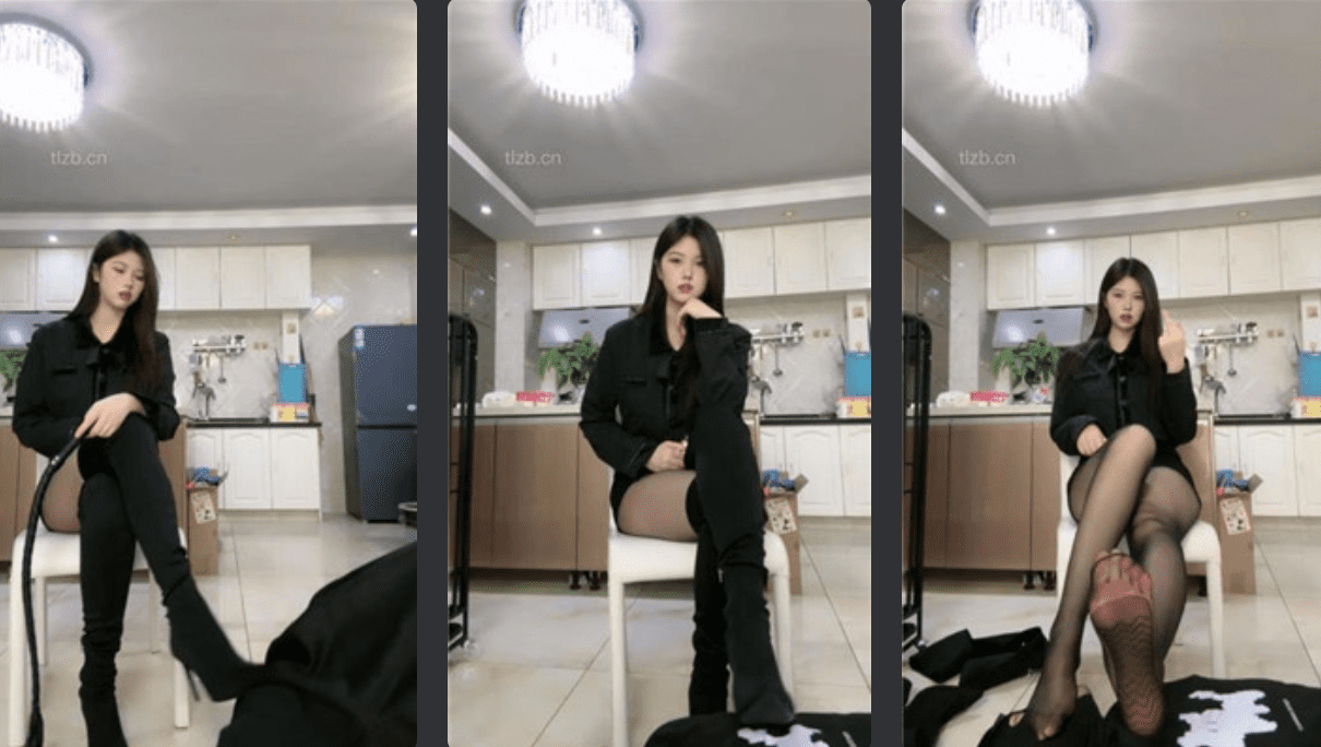 Kana | Black silk boots punishment slave