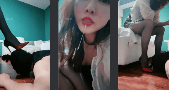 Changsha Snow King | Slave in black silk stockings and high heels kowtows and begs for abuse