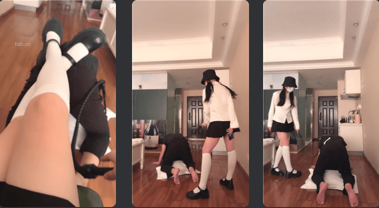 Xiaoyue | Leather shoes and white socks kicking crotch and trampling