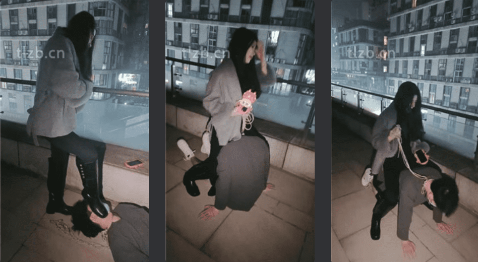 昭玥 | 深夜户外牵狗链遛狗爬行