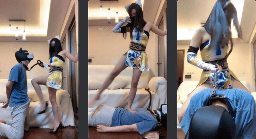 Bao Ye | Cos goddess silk foot training: high heels full body weight trampling/kick crotch/riding horse crawling